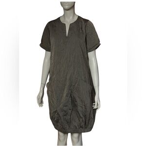 KOZAN Casual Grey Crinkle Lagenlook Dress. Tunic Dress Size Small. K-48